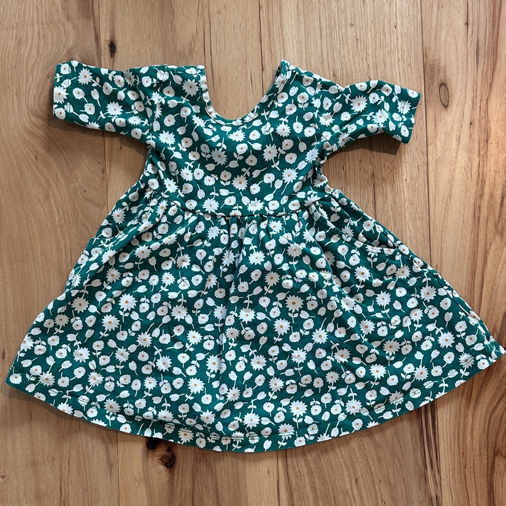 Hanna Andersson Green Floral Kids Dress